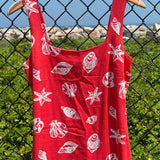 Nautical Shell Linen Mini - Red
