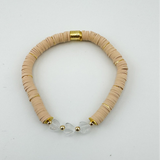 Callie Bracelet- Sand With Clear Hearts