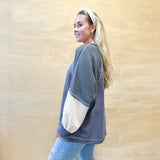 Zax Color Block Pullover Sweatshirt - Blue