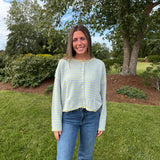 Brenna Cardigan - Sage/Blue