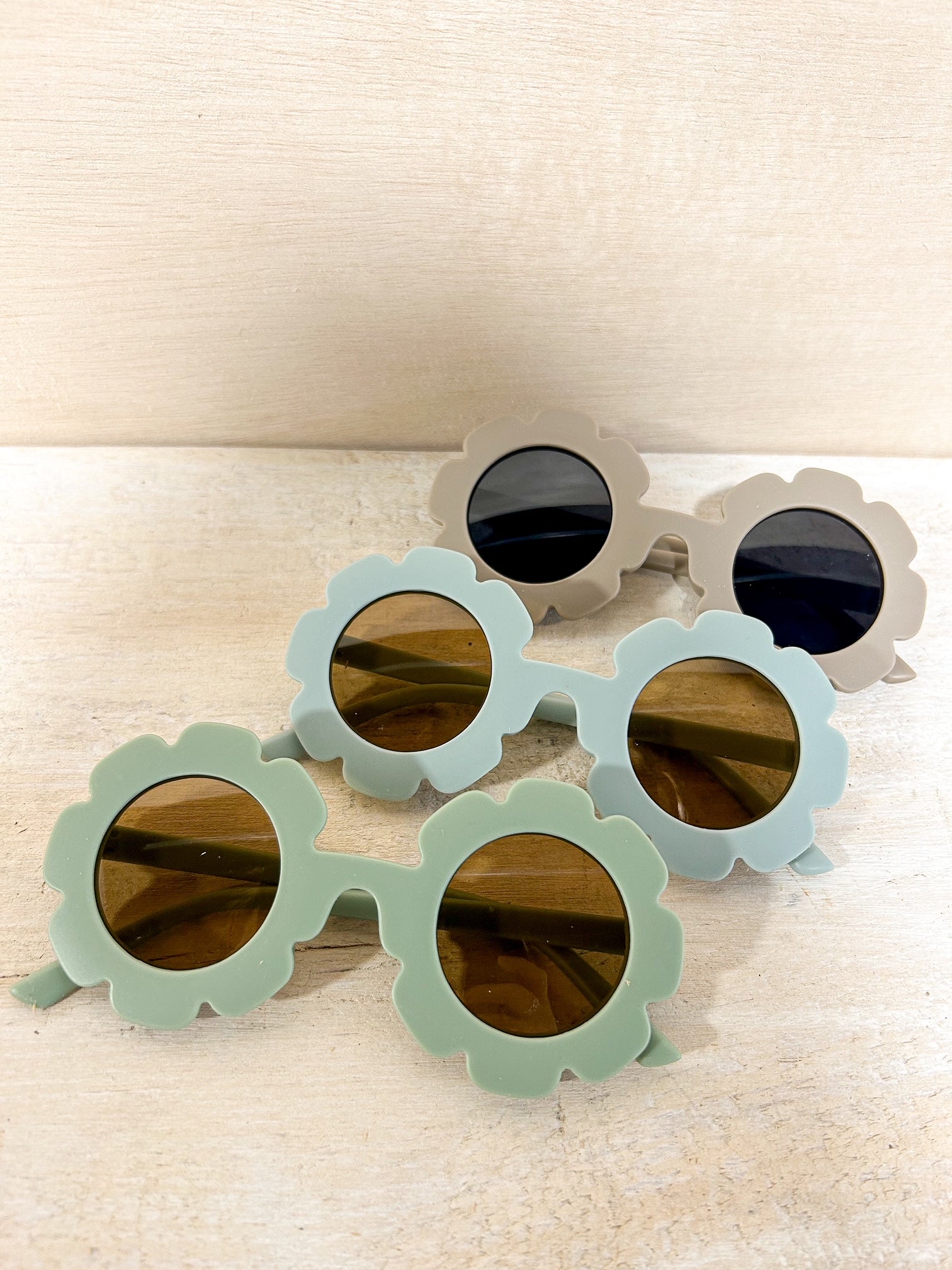 kids floral sunglasses in green, blue and black