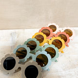Floral kid sunglasses, black, blue, green, yellow, red, pink