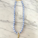 Callie Necklace - Light Blue/Blue with Gold Fish