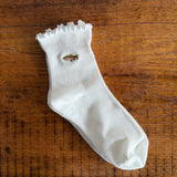 Embroidered Ruffle Socks - Rainbow Trout