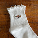 Embroidered Ruffle Socks - Rainbow Trout