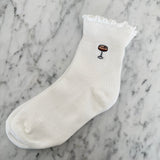 Embroidered Ruffle Socks - Espresso Martini