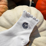 Embroidered Ruffle Socks - Pumpkin