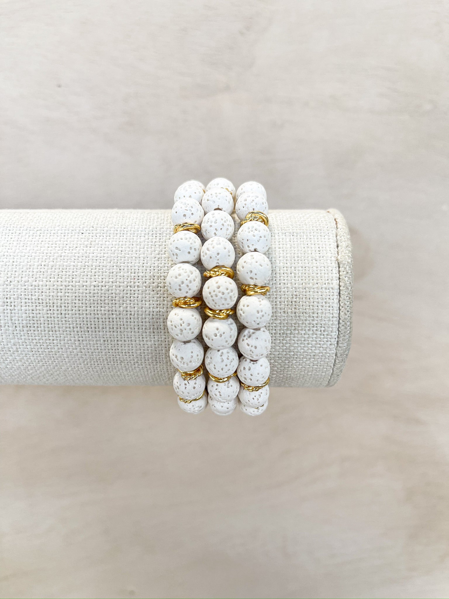 White coral beads, separated, with chunky gold beads, handmade