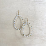 crystal beads separated by gold balls, teardrop shape, lightweight, earring