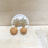 rattan, pineapple earrings, drop earring