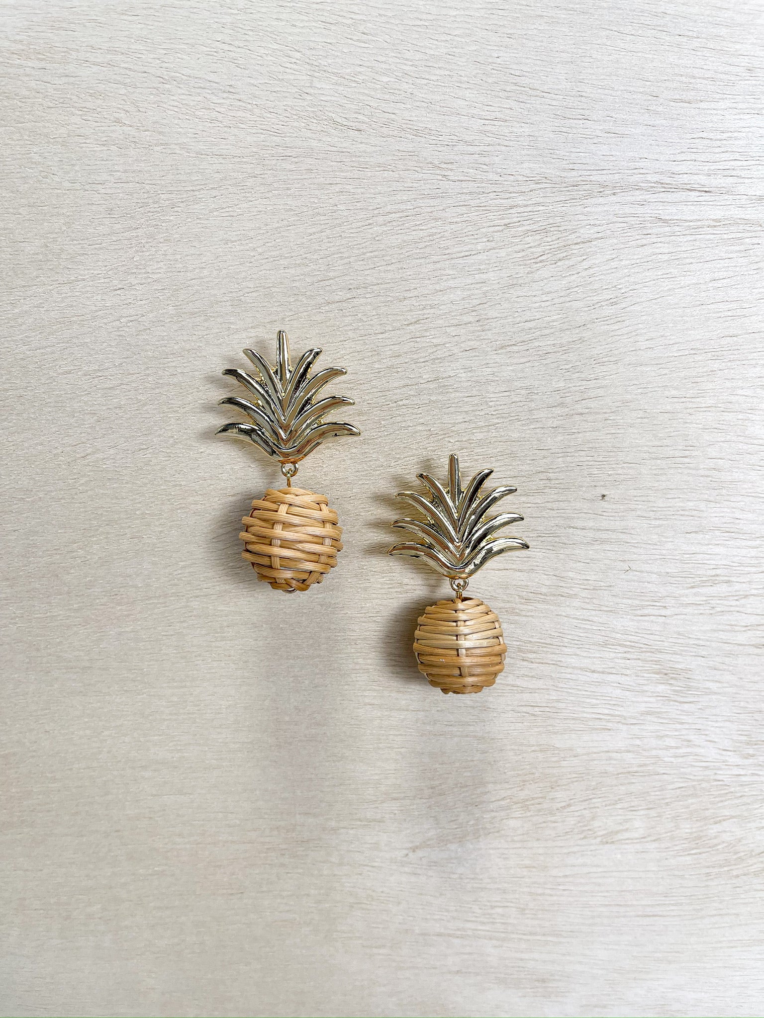 rattan, pineapple earrings, drop earring