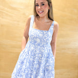 Fresh Florals Mini Dress - Blue