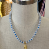 Callie Necklace - Frosted White/Royal Blue with Fish
