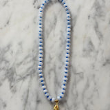 Callie Necklace - Frosted White/Royal Blue with Fish