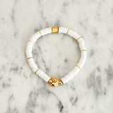Callie Bracelet - White and Gold with Gold Shell