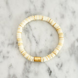 Callie Bracelet - Butter Yellow and White with Gold