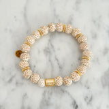 Callie Bracelet - Brown/White Cheetah Print Beads with Gold