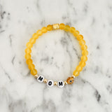 Callie Bracelet - Yellow Beads with "Mom" & Flower