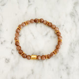 Callie Bracelet - Brown Beads with Gold