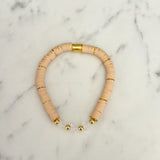 Callie Bracelet - Tan & Clear Hearts